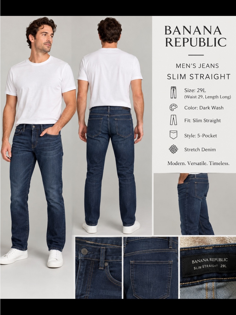 Banana Republic Men's Bootcut Jeans in Dark Blue
